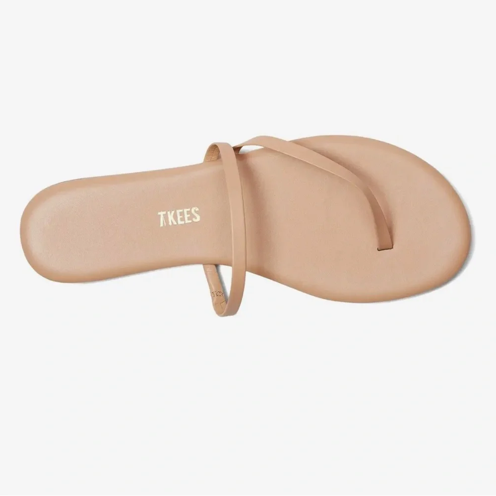 TKEES Nude Tan Minimalist Leather Slide Sandals - Picture 5 of 5